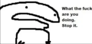 😐 What the fuck are you doing. Stop it. angry, question, stick figure, offensive telegram sticker