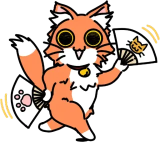 😀 Katze, Tier, Fan, süß, orange, Cartoon, kawaii, tanzen whatsapp sticker