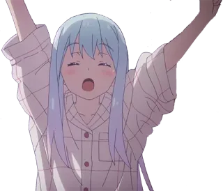 😴 Anime, Mädchen, verschlafen, gähnen, Cartoon, süß, Pyjama telegram sticker