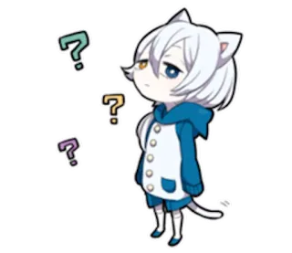😯 mèo, dấu chấm hỏi, anime, manga, dễ thương, bối rối telegram sticker