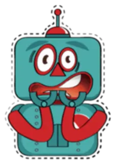 😱 робот, мультфильм, смешной, милый, персонаж, иллюстрация, клипарт telegram sticker