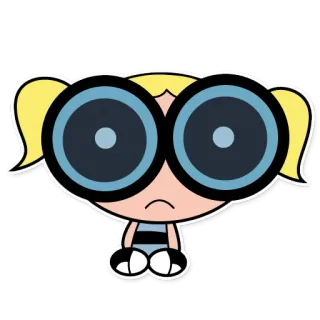 🤓 Bubbles Powerpuff Girls cartone animato, ragazza, supereroe, carino, blu telegram sticker