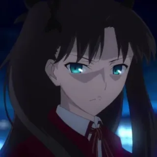😕 Rin Tohsaka Fate/stay night Anime, Cartone animato, Ragazza, Ritratto, Rin Tohsaka, Fate/stay night telegram sticker