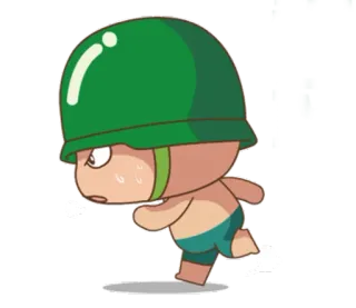 🏃 binh lính, quân đội, mũ bảo hiểm, chạy, hoạt hình, nhân vật telegram sticker