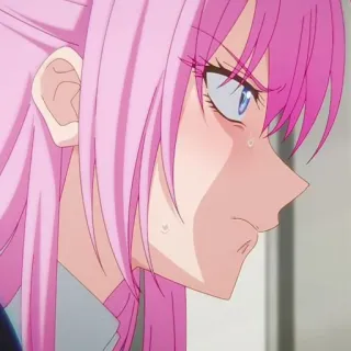 🐻 Anime, Rosa Haare, Charakter, Wütend, Verärgert, Mädchen telegram sticker