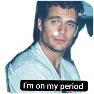 🤢 Henry Cavill I'm on my period henry cavill, period, meme, funny, actor, reaction whatsapp sticker