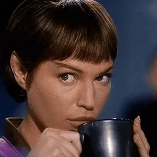 😳 T'Pol Star Trek สตาร์ เทรค, วัลแคน, เอนเตอร์ไพรส์, กาแฟ, t'pol telegram sticker