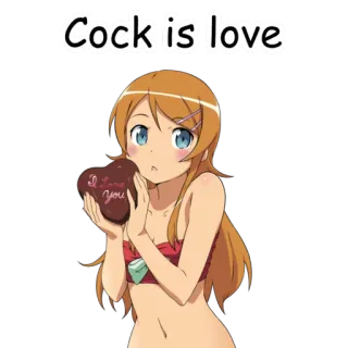 ❤ Cock is love chica anime, chocolate, amor telegram sticker