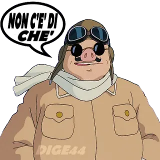 👇 Porco Rosso NON C'E' DI CHE' anime, desenho animado, piloto, porco, aviador, Ghibli, filme, aviação telegram sticker
