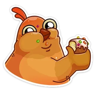 🧁 vogel, taart, schattig, kawaii, eten, dessert telegram sticker