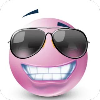🫥 Biểu tượng cảm xúc, Khuôn mặt, Kính râm, Nụ cười, Màu hồng, Ngầu telegram sticker