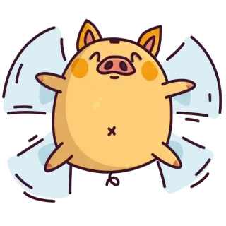 😇 porco, anjo, anjo de neve, desenho animado, animal whatsapp sticker