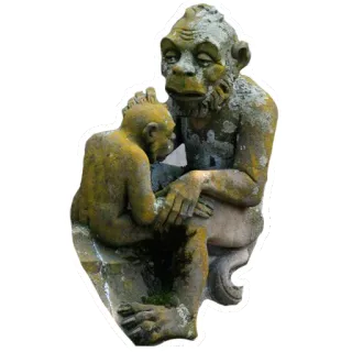 😥 statue, monkey, ape, stone, animal, mammal telegram sticker