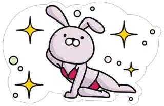 👙 กระต่าย, บิกินี, น่ารัก, ดาว, การ์ตูน, สัตว์, คาวาอิ telegram sticker