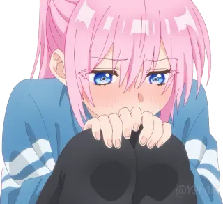 😳 anime, girl, pink hair, sad, cute telegram sticker