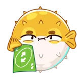 🔃 pufferfish, uno reverse, game, card, humor, meme telegram sticker