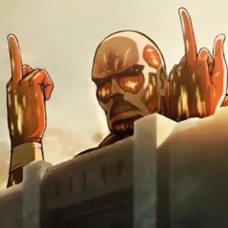 🖕 Attack on Titan Anime, Titan, Stinkefinger, Beleidigung, Gewalt, Cartoon, Attack on Titan telegram sticker