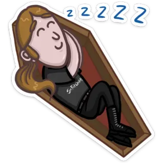 ⚰ ZZZZZ sueño, ataúd, durmiendo, muerte, cansado, descanso, dibujos animados telegram sticker