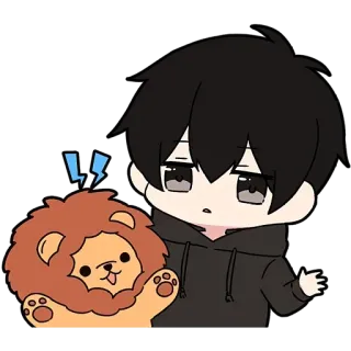 ✋ anime, boy, lion, cute, hoodie, chibi telegram sticker