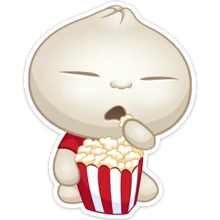🍿 empanadilla, palomitas, lindo, comida, dibujos animados, pegatina whatsapp sticker