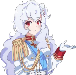 🙂 アニメ, 軍服, 士官, 白髪, 赤い目, 王族, 正装, 漫画 telegram sticker