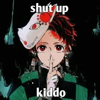🤔 Tanjiro Kamado Demon Slayer shut up kiddo アニメ, マンガ, 子供, 黙れ, 鬼滅の刃 whatsapp sticker