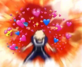 🤔 Bakugo My Hero Academia 애니메이션, 바쿠고, 나의 히어로 아카데미아, 하트, 사랑 whatsapp sticker