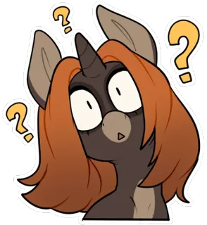 😲 poney, confus, licorne, point d'interrogation, sticker, dessin animé, mammifère telegram sticker