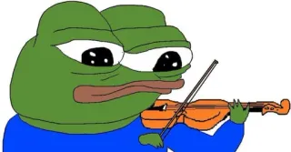 🎻 Pepe the Frog pepe, pepe la rana, meme, triste, violín, tocando telegram sticker