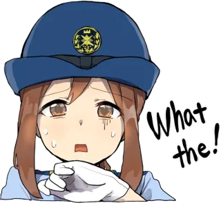 😨 What the! アニメ, 女の子, 警察, 制服, びっくり whatsapp sticker