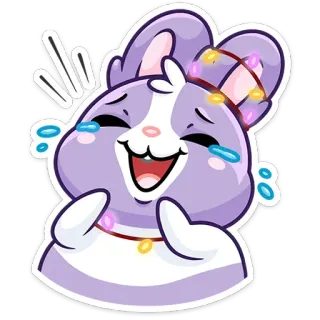 😂 conejo, lindo, dibujos animados, pegatina, feliz, llorando, riendo telegram sticker