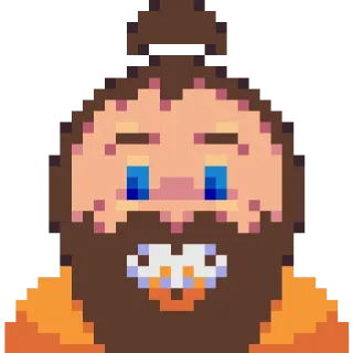 🥺 pixel art, mężczyzna, broda, postać whatsapp sticker