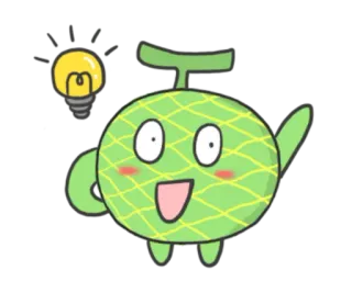 🍈 melone, glühbirne, idee, cartoon, frucht, niedlich telegram sticker