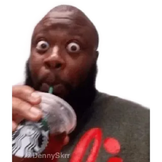 😳 DENNYSKRR Mann, trinken, Starbucks, lustig, Reaktion, Meme telegram sticker