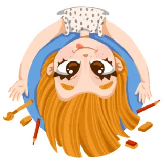 🤪 dessin animé, art, fille, dessin, artiste, artisanat, fantaisiste whatsapp sticker