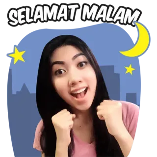 🌙 SELAMAT MALAM Gute Nacht, Nacht, Mond, Sterne, Gruß, Frau telegram sticker
