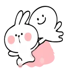 🙂 кролик, милый, мультик, друг, каваий, белый telegram sticker