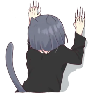 😖 gatto, anime, ragazza, neko, carino whatsapp sticker