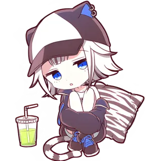 😏 Anime, Chibi, Mèo, Đồ uống, Dễ thương, Minh họa, Phim hoạt hình telegram sticker