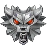 ❤️ Geralt of Rivia The Witcher wolf, monster, medal, fantasy, video game, The Witcher, silver, symbol telegram sticker