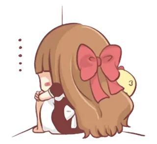 🥺 девочка, бант, грустный, милый, аниме, мультфильм telegram sticker