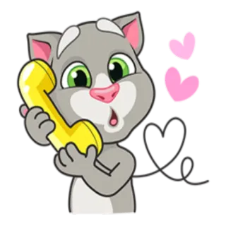 😘 Talking Tom cat, phone, hearts, talking tom telegram sticker