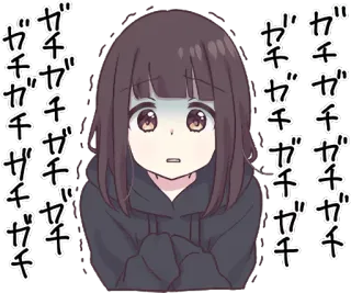 😨 ザチ Аниме, Девушка, Японский, Грустный, Милый whatsapp sticker