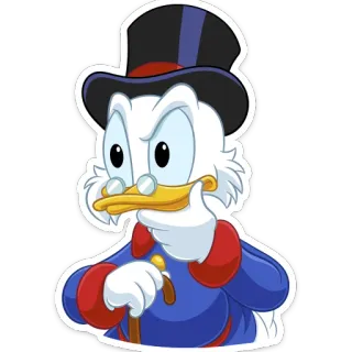 🤔 Scrooge McDuck bebek, kaya, kartun, Disney, Paman Gober telegram sticker