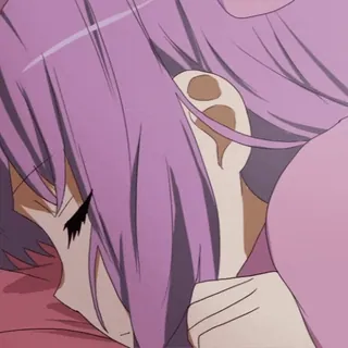 💤 animé, fille, cheveux violets, dormir, kawaii whatsapp sticker