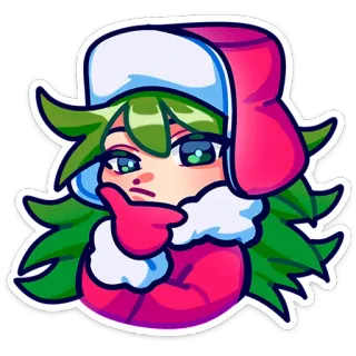 🤔 Аниме, Персонаж, Девушка, Зима, Шапка, Милый telegram sticker