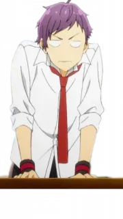 💢 anime, mangá, entediado, menino, uniforme escolar telegram sticker