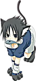 😋 anime, catboy, kawaii, cat ears, fish, chibi telegram sticker