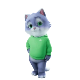 🤝 cat, cartoon, animal, cute, green hoodie telegram sticker