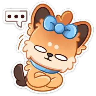 😐 ... chien, dessin animé, sticker, mignon, nœud, pensif, animal telegram sticker